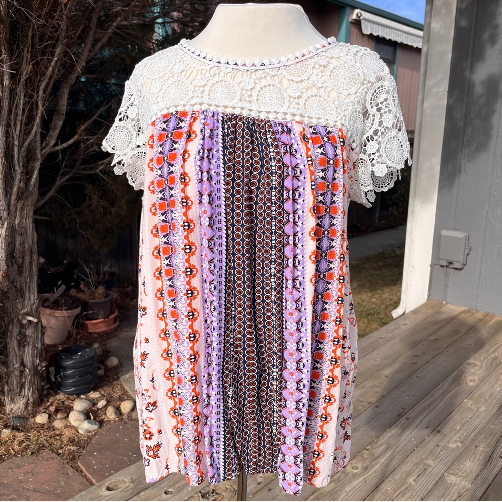 Suzanne Betro Multicolor Lace Blouse